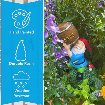 Gnometastic Gnomes Drunk Gnome, Funny Garden Gnomes Decorations for Yard, Outdoor Lawn Ornaments - Drinking Garden Gnome Statue 8.45in - Naughty Gnomes for Outside, Home Decor