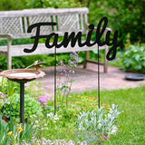 Metal Letters Garden Stakes Yard Art Word Sign Lawn Decoration Indoor Outdoor Plant Pot Decor Decorative Stick for Patio Pathway Flower Bed (family)