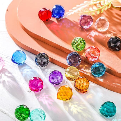 Landical 60 Pack Suncatcher Crystals Ball 20 mm Crystal Prism Clear Window Rainbow Hanging Suncatchers for Wedding, Feng Shui, Gift, Christmas Tree Decoration(Multicolor)