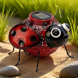 Teaeeno Ladybug Solar Lantern Pattern Light, Hanging Waterproof LED Solar Lights Outdoor Decorative,Sun-Powered Tabletop Lanterns,Metal Solar-Powered Lantern Outdoor