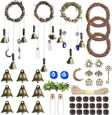 44 Pcs Witch Bells DIY Kit for Door Knob, with Wreaths Protection Witch for Bell Witchy Decor Hanging Wall Home Bedroom Garden Witchcraft Decorations Witches Wind Chimes Decor Retro Color