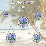 Stained Glass Window Hanging, Blue Purple Hydrangea Flowerpot Suncatcher for Doors Home Sun Catchers Decoration and Christmas, Mother's Day Birthday Gifts for Women, Men, and Mom 11.8 in