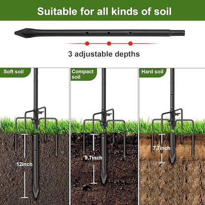 Hummingbird Feeder Pole for Outdoors - Heavy Duty Bird Feeder Stand with Adjustable Stake,62"Rustproof Shepards Poles with Hangers Holder for Birdfeeder,Wind Chimes,Lanterns,Wreaths,Black