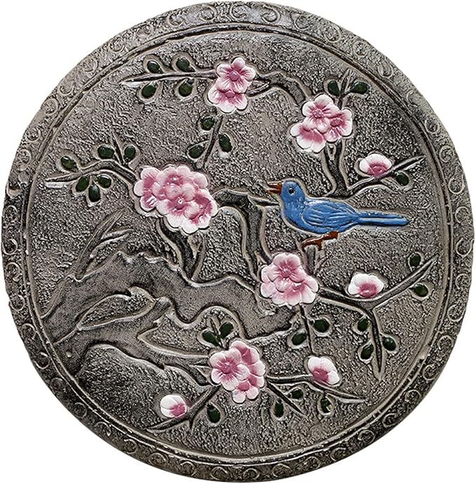 Garden Stepping Stones, Classical Chinese Flower Carving, Decorative Walkway Stepping Stones for Outdoor Garden Flowerbed & Lawn Yard Pathway (Color : D(3Pcs))