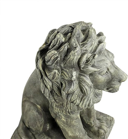 Lion Statue for Garden - Outdoor Sculpture Decoration - 22.8" H Concrete Seated Lion Statue for Home Décor Patio Yard