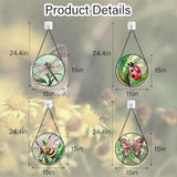 DASTOLL Stained Glass Window Hanging 4 Pcs Set Pink Green Insect Theme Large 15" - Butterfly Suncatcher Door Garden Sun Catcher Decor Birthday Christmas for Mom Woman Nana Men