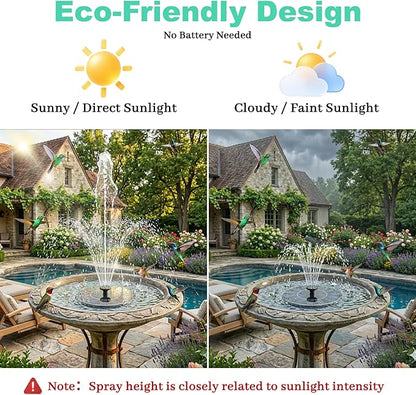 Yeomi Solar Fountain, Floating Solar Water Pump for Bird Bath, Outdoor Water Fountain No Battery or Electricity Needed, Easy to Use for Garden, Pond, Patio