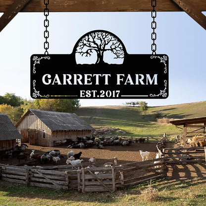Personalized Metal Farm Sign, Customized Family Name Ranch Sign, Large Last Name Sign for Farmhouse Decoration, Outdoor Farm Wall Art, Welcome Sign, Entrance Gate Sign, Farm Lovers Gift, Garden Decor
