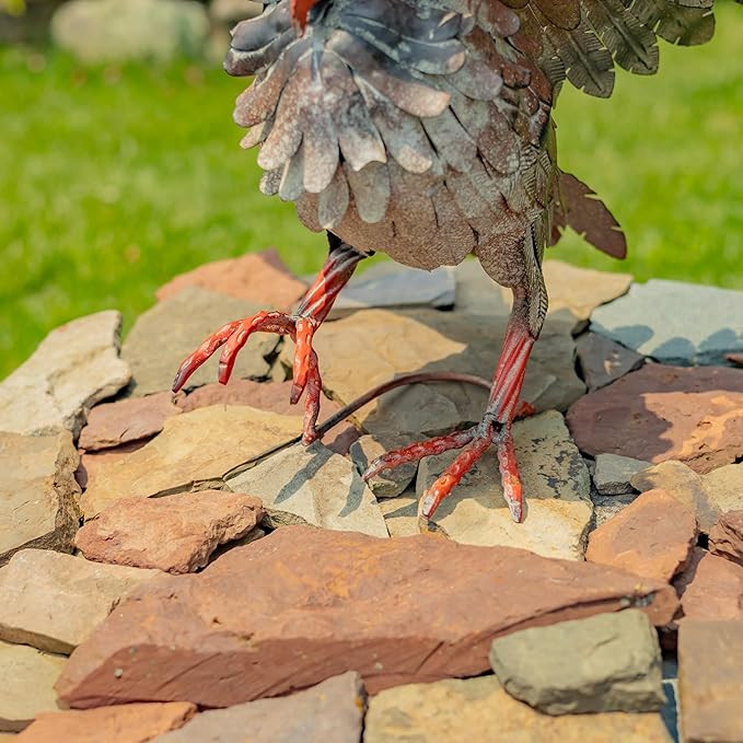 Zaer Ltd. Great Horned Owl Metal Garden Accent, Indoor/Outdoor Decor, Hand-Painted Black-Grey Finish (19" Tall Ash)