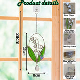 Real Stained Glass Suncatcher Lily of The Valley Suncatcher for Mom Lily of the Valley Stained Glass Window Hanging Decor Plant Lover Gifts for Women Home Decor Gifts Sun Catchers Indoor Window 6.7in