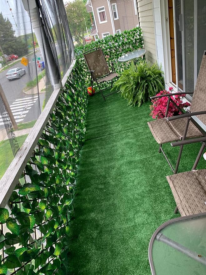 GLANT Expandable Fence Privacy Screen for Balcony Patio Outdoor,Decorative Faux Ivy Fencing Panel,Artificial Hedges (Single Sided Leaves) (2, Green-Verdant)