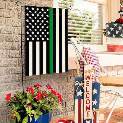AVOIN colorlife Thin Green Line Military and Conservation Garden Flag 12x18 Inch Double Sided Outside, American Stars and Stripes Patriotic Yard Outdoor Decoration