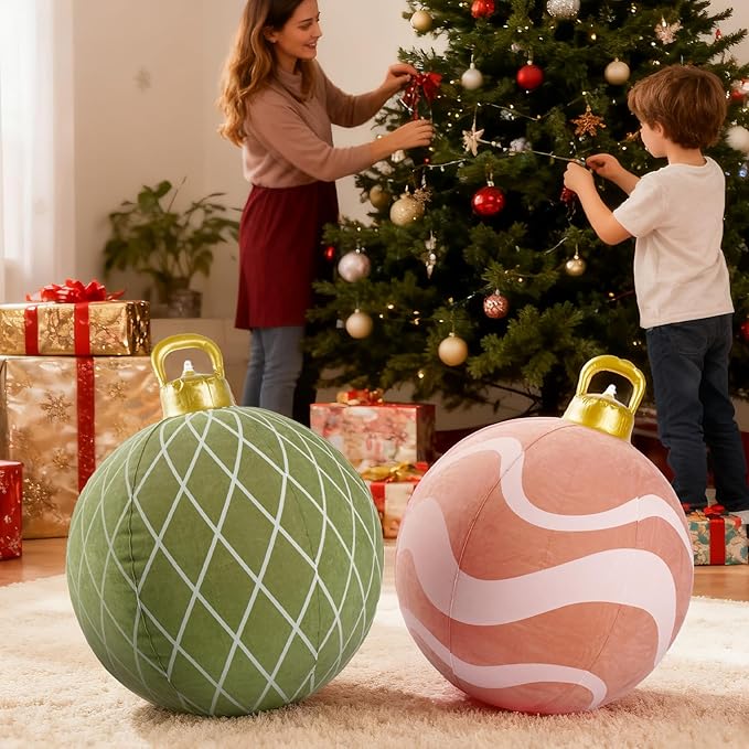 3 Pcs 32 Inch Giant Christmas Inflatable Balls: PVC Oversize Inflatable Christmas Ornaments Outdoor Decoration for Xmas Yard Lawn Garden Decor