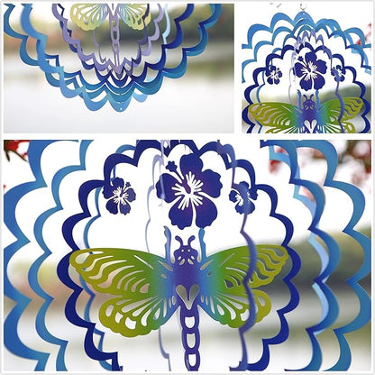 Kinetic 3D Metal Dragonfly Wind Spinner Hanging Ornament Worth Gift for Home and Garden - 12inch Dragonfly Mandala Kinetic Hanging Whirligigs Sun Catcher Windmills