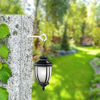 Monarch Abode Plant Hangers – Wall Mount Plant Hooks for Hanging Baskets, 6 Inch Metal White Fence Wall Plants Hanger for Outdoor Indoor, Flower Pot, Bird Feeder, Wind Chime Bracket, 2 Pack
