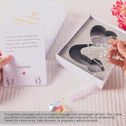 Crystal Suncatcher for New Parents – First Time Dad & Mom Gifts, Family of Three Ornament, Baby Announcements Ideas, Gender Reveal Gifts 2025