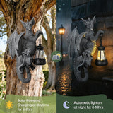 Solar Dragon Decor Tree Hugger Statue | Outdoor Garden Statue with LED Light for Yard, Patio, Balcony | Fantasy Dragon Figurine for Trees, Walls, Fences | Unique Gift for Women, Men & Mom
