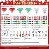 DIY Fairy Wand Garden Beads Stakes Wands Kit,Multiple Color Scheme European Beads Crystal Diamond Tops and 12 or 10 Inch Threaded Rods,Stainless Steel Stakes with Diamond Toppe(red+green+white)