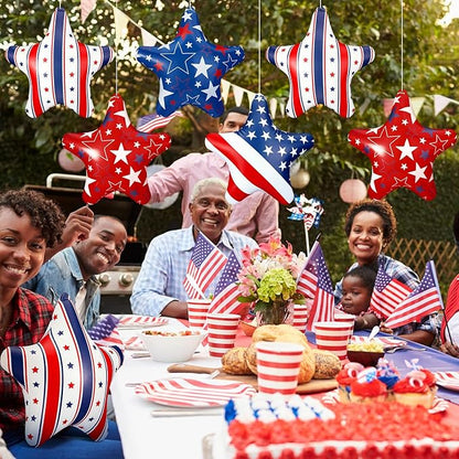 12 Pcs 4th of July Inflatable Star Decorations 11.8 Inch Independence Day Red Blue White Patriotic Outdoor Decorations Blow up PVC Stars Ornament Inflatable Ball Decor for Yard Lawn Garden