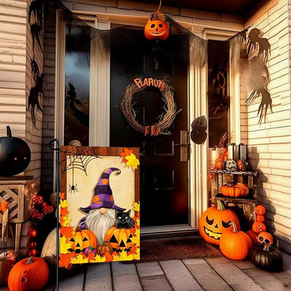 Fall Gnome Garden Flag Pumpkin Maple Leaf Garden Flags Seasonal Small Flag Double Sided Autumn Halloween Porch Patio Farmhouse Outdoor Decoration 12 x 18 Inch