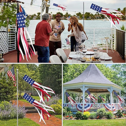 2Pack American Flags Windsock 60Inch Patriotic Decor 4th of July Windsocks with Embroidered Stars Wind Socks Hanging USA Flag Windsock Decoration for Outside Décor Memorial Day,Presidents Day