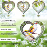 3D Hummingbird Heart Wind Spinner for Outdoor Decor, Stainless Steel Hanging Wind Sculpture, Garden Gifts for Mom, Mother’s Day, Rustproof Metal Yard Art for Patio, Porch, and Bird Lovers