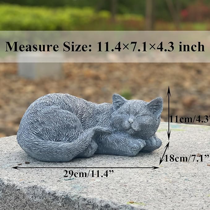 Cats Memorial Stone Garden Statue, Pet Statues Gifts for Loss of Cat Sympathy, Grave Markers for Garden Outdoor Statue Decor, 11.4” L Garden Decorative Tabby Figurine