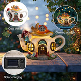 twinbling Solar Fairy House Garden Outdoor Statue with Gnome and Squirrel Figurine, Fairy Garden Accessories for Patio, Lawn, Yard & Balcony, Gifts for Mom Grandma