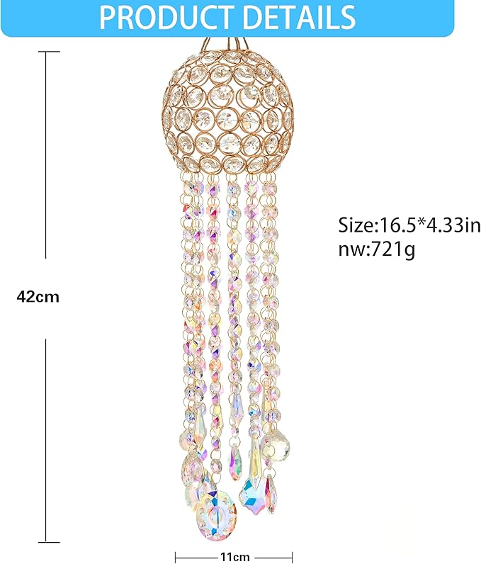 Crystal Wind Chime Light Catcher Suitable for Window Hanging Suitable for Home Indoor and Outdoor Garden Decoration Light Catcher (Medium)