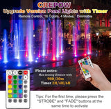 RGBW Pond Lights with Timer, 18 LED Underwater Submersible Fountain Lights Color Changing Landscape Spotlights Remote Control IP68 Waterproof for Fish Aquarium Tank Yard Garden Pool (Set of 6)
