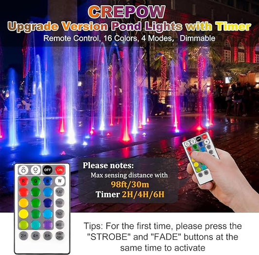 RGB Pond Lights with Timer,18 LED Underwater Submersible Fountain Lights,Remote Control IP68 Waterproof Color Changing Spotlights for Fish Aquarium Tank Yard Garden Pool (Set of 5)