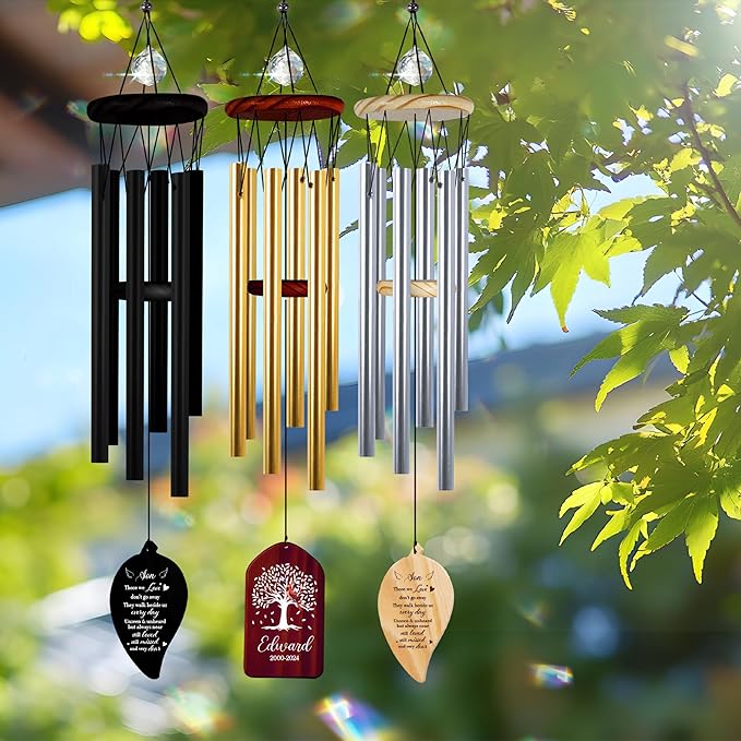 Personalized Son Cardinal Memorial Crystal Wind Chimes Remembrance Sympathy Ornament Keepsake in Memory of Child Boy Kid Offspring Custom Name Bereavement Condolence Gift for Outdoor Hanging