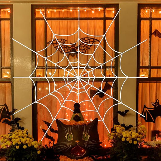 YUNAI Spider Webs Halloween Decorations Outdoor, 5ft White Fake Spider Web, Scary Haunted House Outdoor Wall Decor for Halloween Party Hanging Decorations