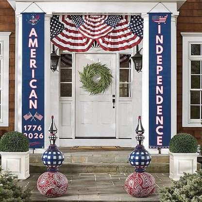 250th Independence Anniversary Banner Set, Vertical Patriotic Hanging Banners, Red White Blue, Polyester, 30 x 180cm, 4th of July Decorations, Wall Porch Door Decor, 1776-2026