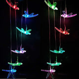 LED Solar Dragonfly Wind Chimes Outdoor - Waterproof Solar Powered LED Changing Light Color Six Dragonflies Mobile Romantic Wind-Bell for Home, Party, Festival Decor, Night Garden Decoration
