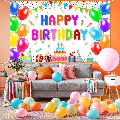 Happy Birthday Banner Backdrop Decorations Flag Outdoor 71x44 Inch,Colorful Rainbow Birthday Bunting for Boys Girls Indoor Home Party Supplies,Yard Sign Photography Background