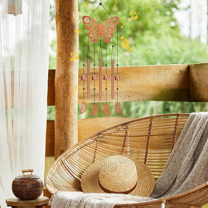 Butterfly Wind Chime for Outside,Butterfly Gifts for Women Men,Horizontal Metal Memorial Butterflies Birthday Gifts for Women Men Garden Decor