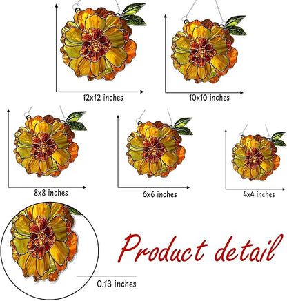 Marigold October Birth Month Flower Acrylic Suncatcher, Flower Suncatchers for Window Hangings, Stained Glass Effect Garden Decor, Gift for Mother's Day, Mom, Grandma, Wife, Women
