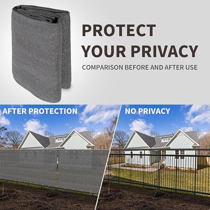 LOVE STORY Custom Size 2'6''x25' Dark Grey Balcony Privacy Screen,UV Block Privacy Fence Screen,90% Shield for Outdoor Pool Garden Apartment Railing