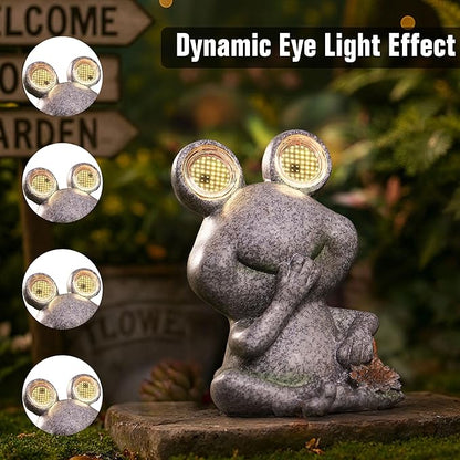 Frog Garden Statue Light Solar Light Figurine Outdoor Decor Fairy Garden Decorations Outside Art for Yard, Gardens Patio, Lawn Décor Unique Gift for Women (Frog)
