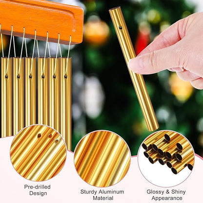 M METERXITY 20-Pack Wind Chime Tubes, Aluminum Wind Chime Empty Tubes, Metal Wind Bell for Adults Arts and Crafts/DIY Home Garden Outdoor Hanging Decorations [1x11cm, Gold]
