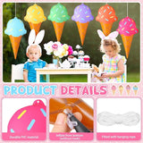 Realspring 12 Pieces 12 Inch Summer Inflatables Outdoor Decorations Ice Cream Inflatable Hanging Ornament Summer Ice Cream Birthday Party Swimming Pool, Beach Decorations for Indoor Outdoor