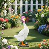 Goose Garden Statue: 12'' Funny Goose Yard Decor, Outdoor Lawn Patio Porch Housewarming Birthday Gifts for Women (White)