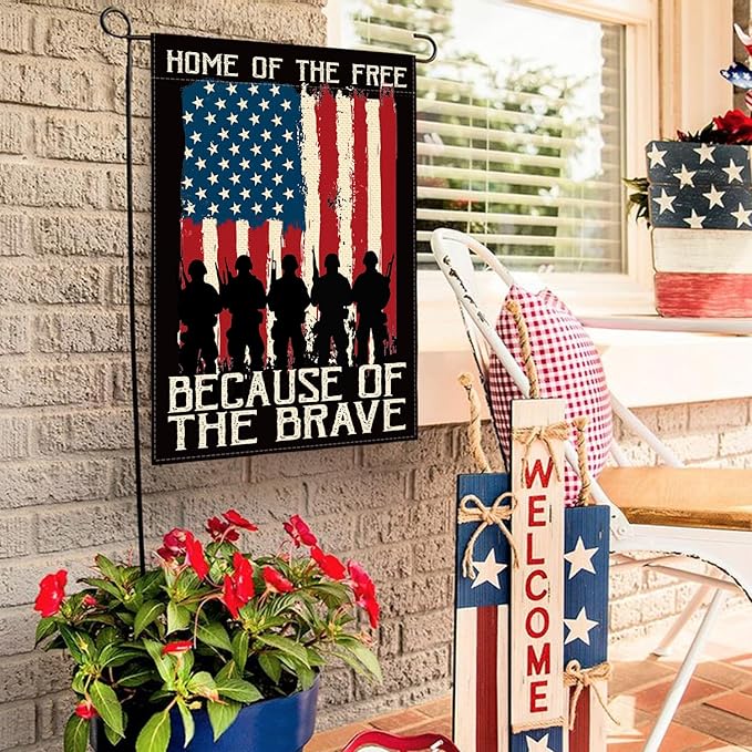 AVOIN colorlife Memorial Day Patriotic Garden Flag 12x18 Inch Double Sided, Veteran USA flag 4th of July Independence Day Yard Outdoor Decoration
