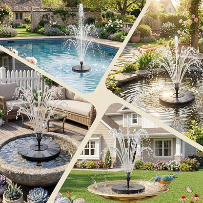 AISITIN 3.5W Solar Fountain for Bird Bath, Floating Solar Water Fountain Pump with 6 Interchangeable Nozzles, Outdoor Solar Water Pump for Garden Pond, Aquarium, Fish Tank, Pool