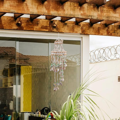 BESPORTBLE Hanging Shell Wind Chime Handmade Nautical Wind Chimes Creative Seashell Pendant Decoration Outside Patio Yard Garden Hanging Ornament Home Decor Beach Decor (23.5 Inch)