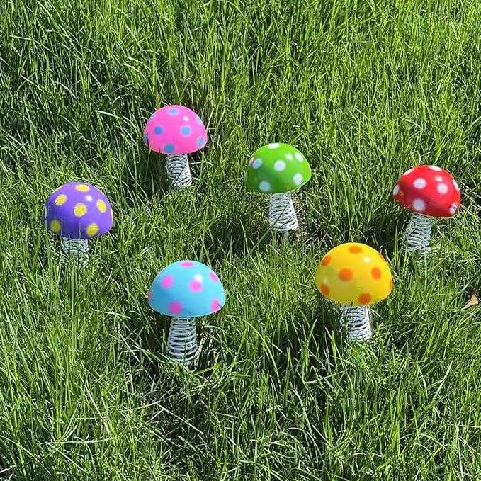 Easter Garden Stakes Outdoor Decorations - 6 Pack 7.5" Height Colorful Lawn Decoration, Outdoor Whimsical Yard Art for Flower Beds, Pathways, Patio Planters, Porch Decor