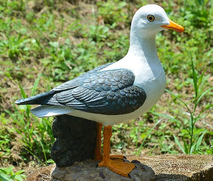 Teaeeno Funny Real Seagull Resin Figurine Decor,Outdoor Sea Bird Statue,Animal Seagull Ornaments Decorations,Bird Craft Art Decor,Coastal Beach Outdoor Table Decor for Garden,Terrace,Lawn,Yard