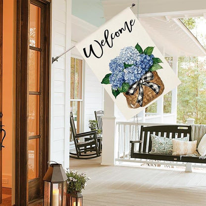 AVOIN colorlife Hydrangea Spring Summer House Flag 28x40 Inch Double Sided Outside, Floral Welcome Yard Outdoor Flag
