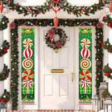 Ivenf Christmas Decorations Outdoor Yard: Large Peppermint Giftbox Front Porch Sign Set, Hanging Red Green White Door Banner Xmas Decorations for Home Wall Front Door Yard Garage Indoor Outdoor Decor